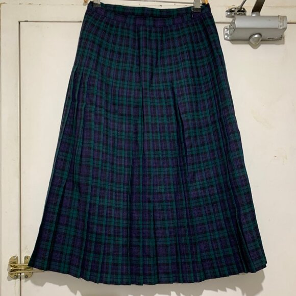 VINTAGE ALJEAN WOOL PLAID PLEATED KILT SKIRTS SIZE 12 - Picture 4 of 8